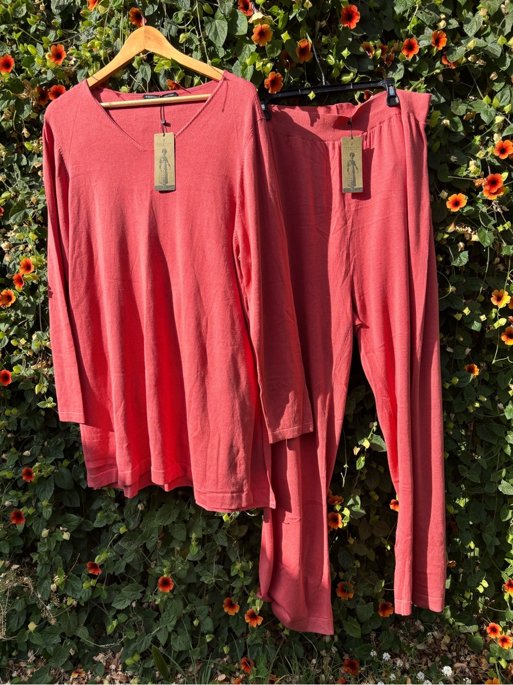 Peruvian Connection Coral Two-Piece V-Neck Sleep Set